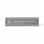 Manly Linen Look with Name Title Monogram Desk Name Plate Manly Linen Look with Name Title Monogram Desk Name Plate