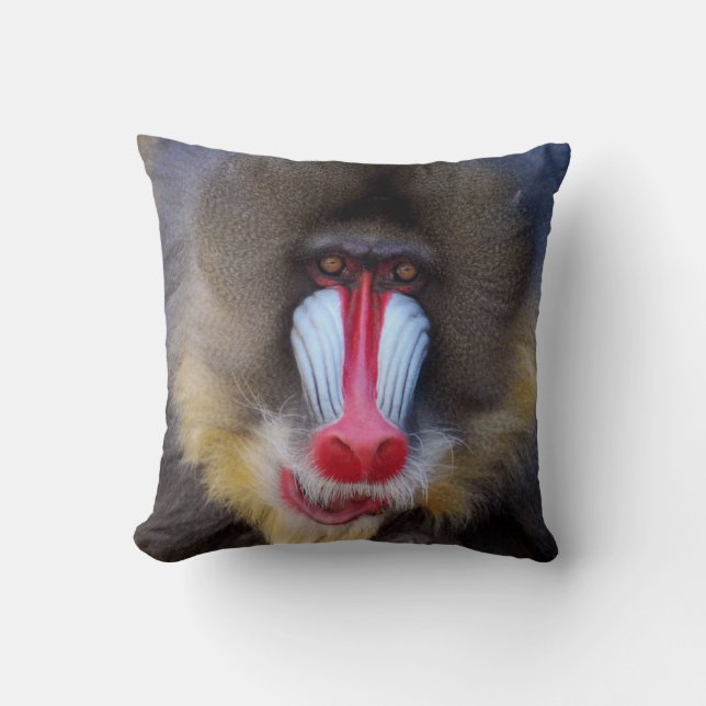 Manly Mandrill Throw Pillow (Front)