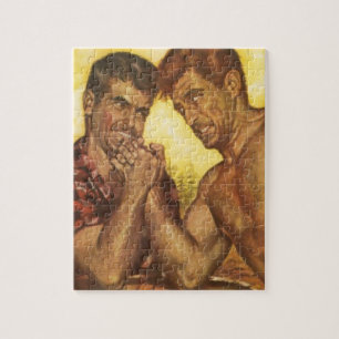 Manly Men Arm Wrestle Jigsaw Puzzle