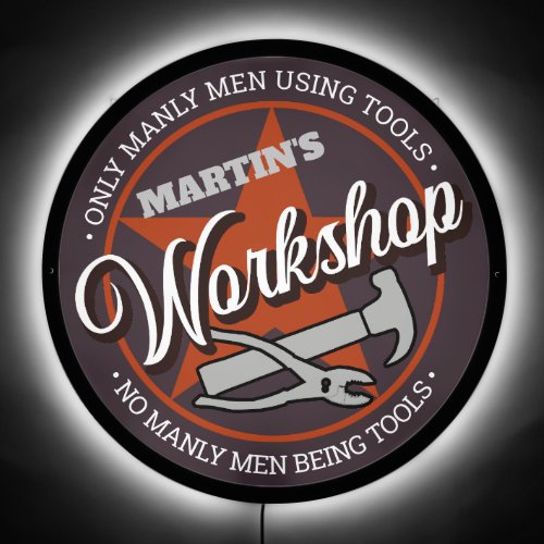 Manly Men Workshop Tools Red ID971 LED Sign