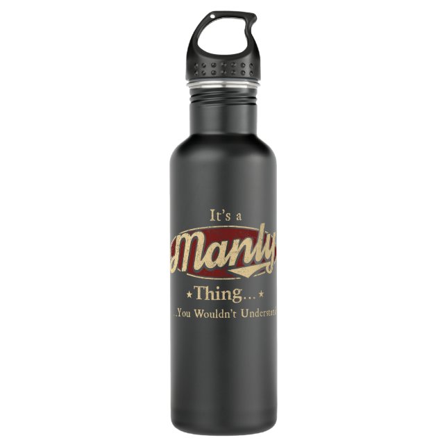 Manly Name Water Bottle Gift (Front)