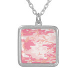 Manly Pink Camo Silver Plated Necklace
