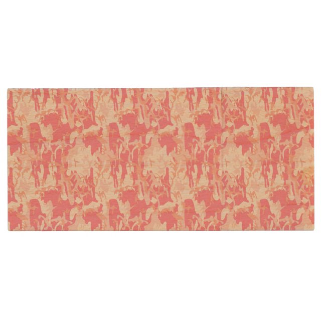 Manly Pink Camo Wood USB Flash Drive (Front)