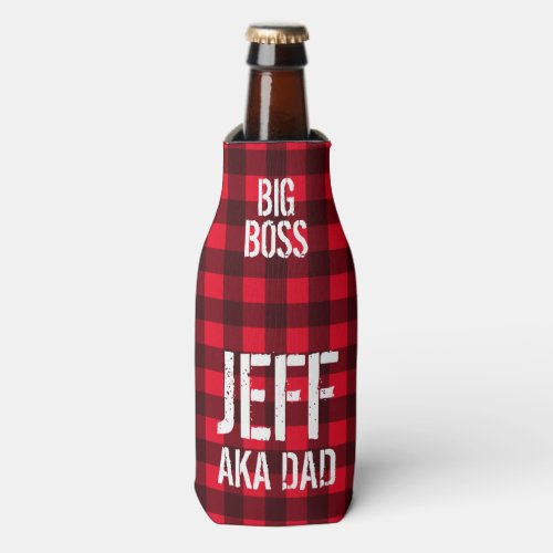 Manly red and black lumberjack check buffalo plaid bottle cooler