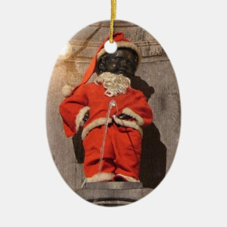 Mannekin Pis Christmastime Ceramic Ornament