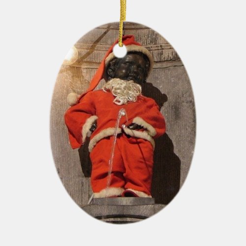 Mannekin Pis Christmastime Ceramic Ornament