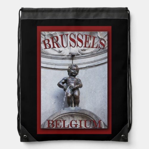 Mannekin Pis in Brussels Drawstring Bag