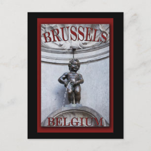 Mannekin Pis in Brussels Postcard