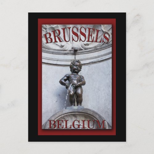 Mannekin Pis in Brussels Postcard