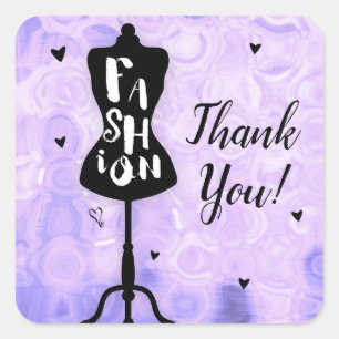 Mannequin Vintage Retro Purple FASHION Party Favor Square Sticker
