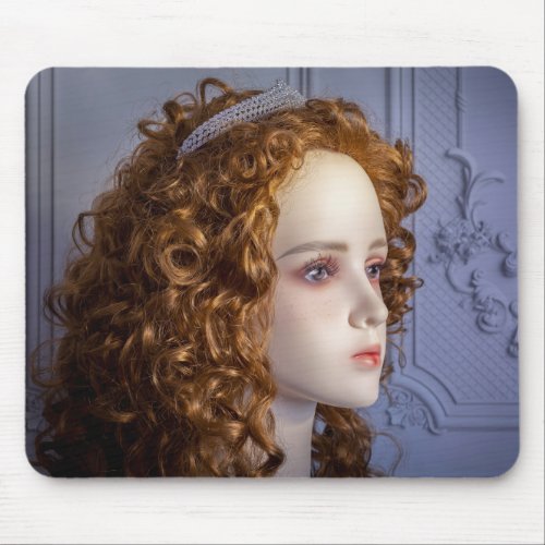Mannequin with Red Hair and Diamond Tiara Mouse Pad