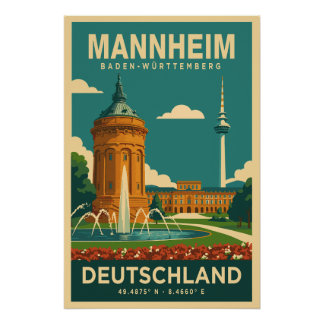 Mannheim Baden-Wuerttemberg Germany Travel Poster