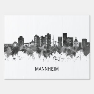 Mannheim Germany Skyline BW Sign