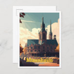 Mannheim Germany Travel Art Vintage Illustration Postcard