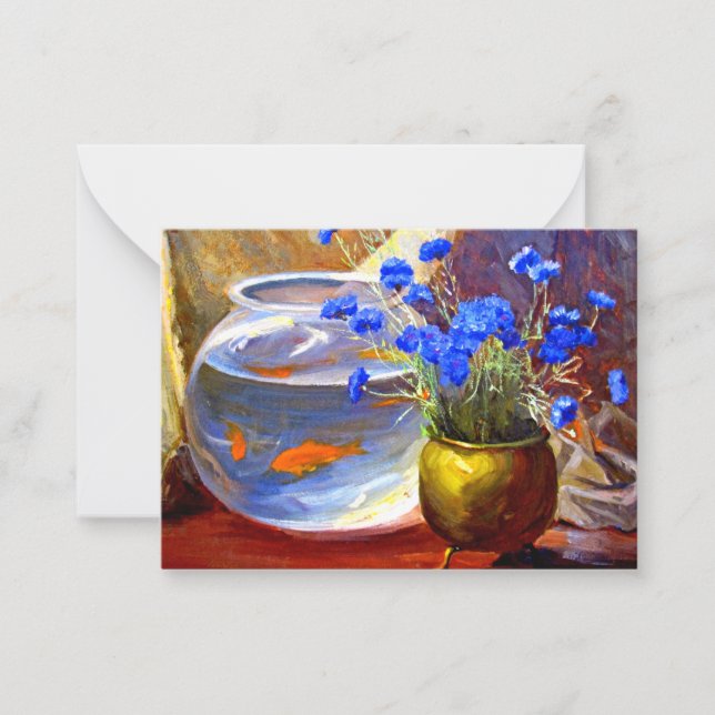 Mannheim - Goldfish Bowl and Flowers Note Card (Front)