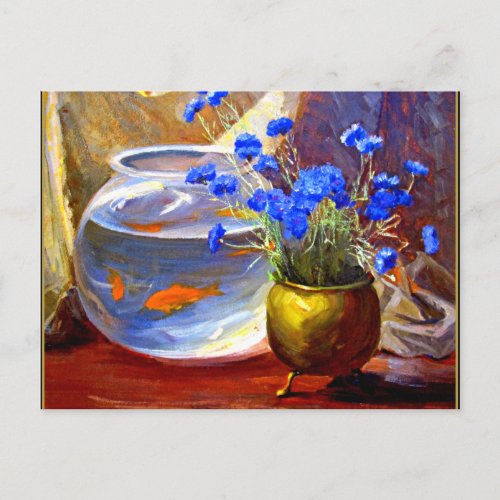 Mannheim _ Goldfish Bowl and Flowers Postcard