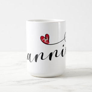 Mannin, Isle of Man Flag Heart, Manx Coffee Mug