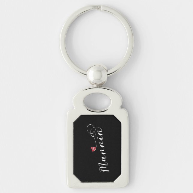 Mannin, Isle of Man Flag Heart, Manx  Keychain (Front)