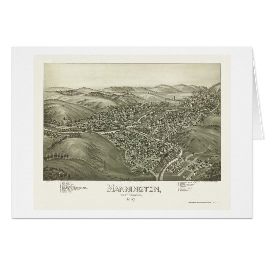 Mannington, WV Panoramic Map - 1897 Cards (Front Horizontal)