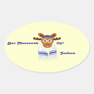Manny The Moose Head_Bar Moosevah Oy!_personalized Oval Sticker