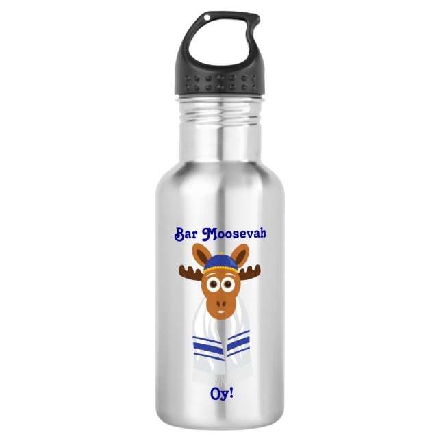 Manny The Moose Head_Bar Moosevah Oy!_personalized Water Bottle (Front)