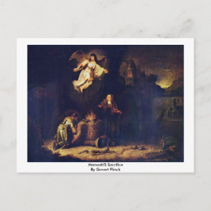 Manoah'S Sacrifice By Govert Flinck Postcard