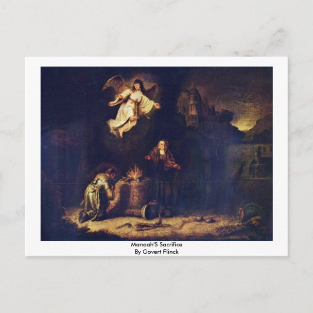 Manoah'S Sacrifice By Govert Flinck Postcard (Front)