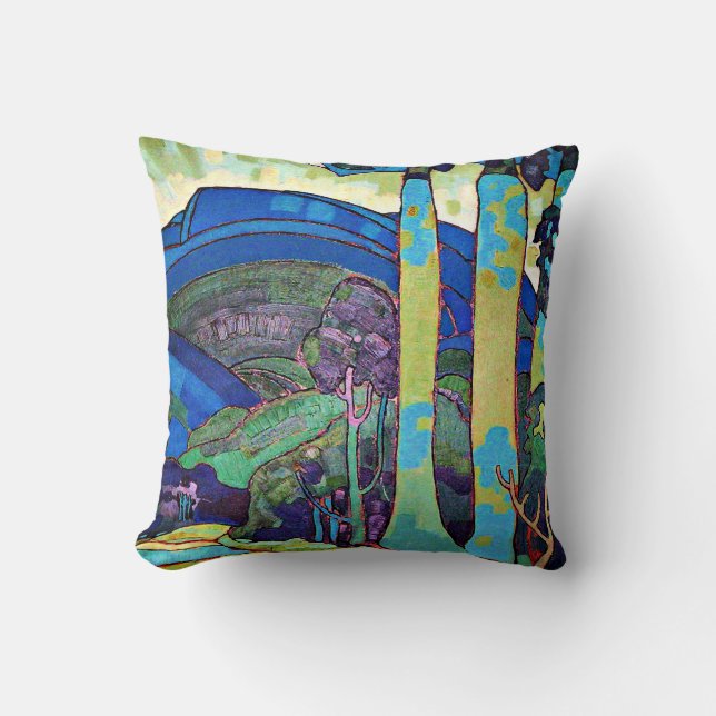 Manookian - Hawaiian Landscape Throw Pillow (Front)
