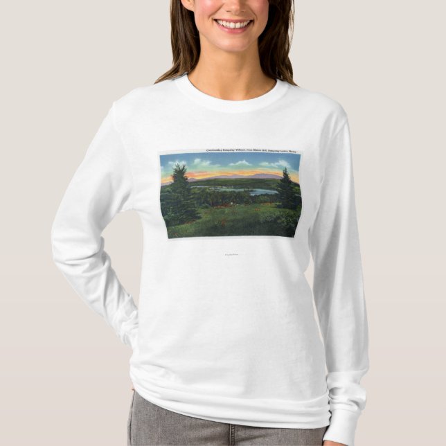 Manor Hill Overlooking Rangeley Village Scene T-Shirt (Front)