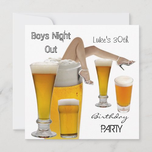 Mans 30th Birthday Party Beer Boys Night Legs Invitation