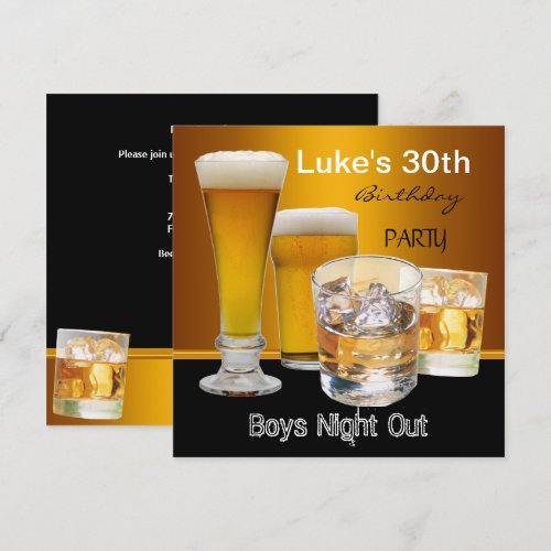 Mans 30th Birthday Party Drinks Beer Boys Night Announcements