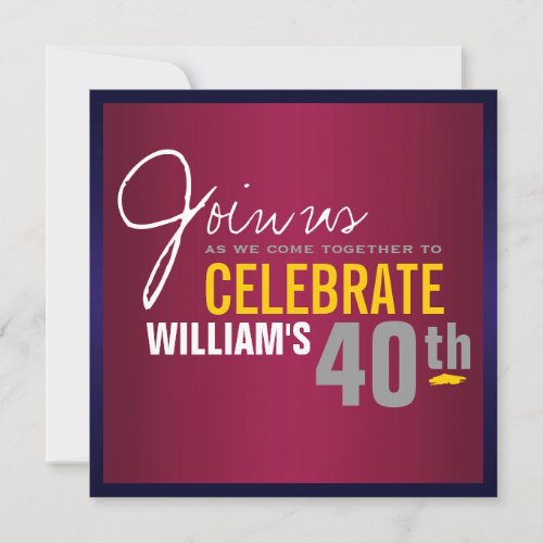 Man's 40th Birthday Invitation