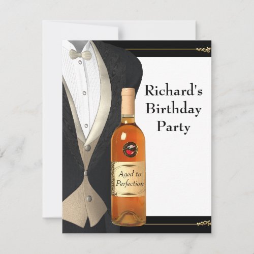 Mans Aged to Perfection Birthday Party Invitation