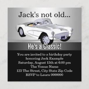 Mans Antique Car Birthday Party Invitation