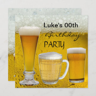 Mans Any Age Birthday Party Drinks Beer Invitation