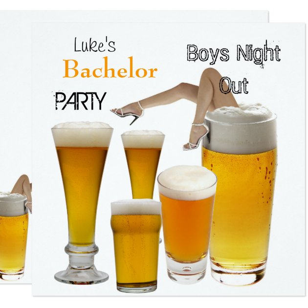 Mans Bachelor Party Beer Boys Night Legs Invitation