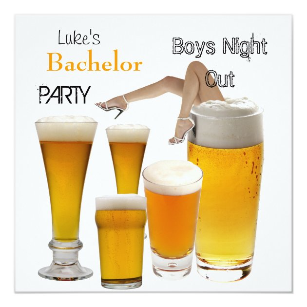 Mans Bachelor Party Beer Boys Night Legs Invitation