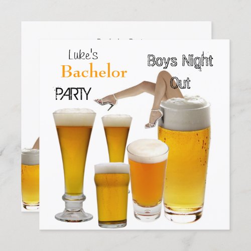 Mans Bachelor Party Beer Boys Night Legs Invitation