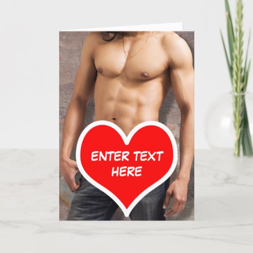 Mans Bare Chest Add Your Own Text Card