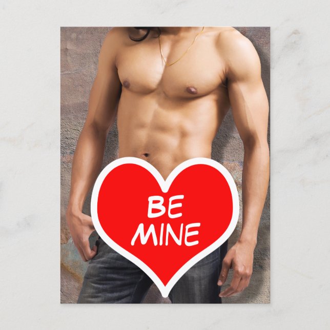 Man's Bare Chest Be Mine Valentine Holiday Postcard (Front)