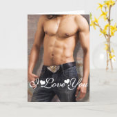 Man's Bare Chest I Love You Card (Yellow Flower)
