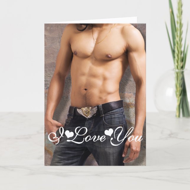 Man's Bare Chest I Love You Card (Front)