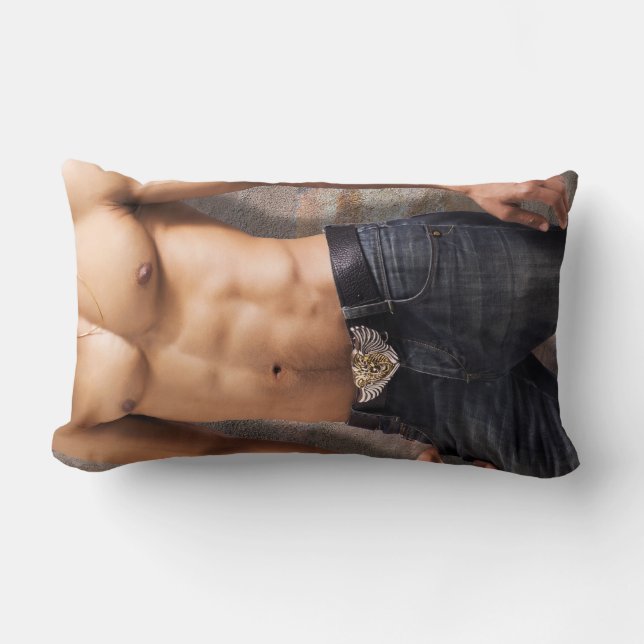 Man's Bare Chest Photograph Body Lumbar Pillow (Front)