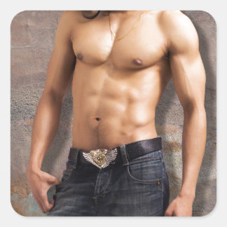 Man's Bare Chest Photograph Square Sticker