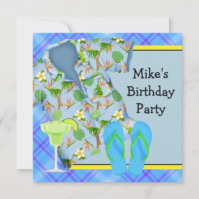 Mans BBQ Margarita Birthday Party Invitation (Front)