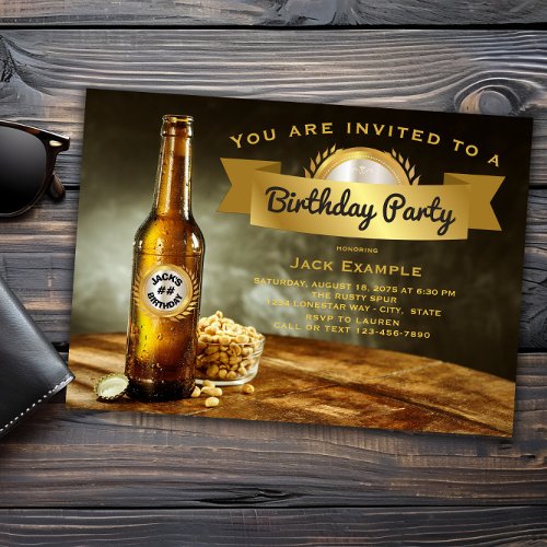 Mans Beer Any Number Birthday Party  Invitation