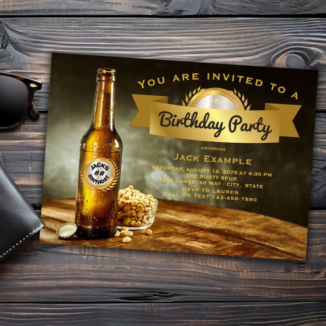 Mans Beer Any Number Birthday Party  Invitation (Beer any birthday and event invitation. All text font and wording can be changed for your event.)