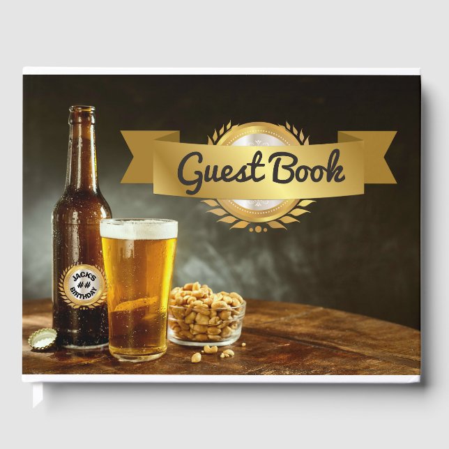 Mans Beer Birthday Party Guest Book (Front)