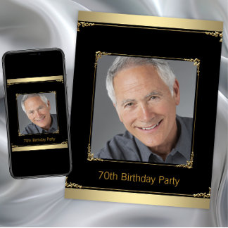 Mans Black and Gold Birthday Party Invitation