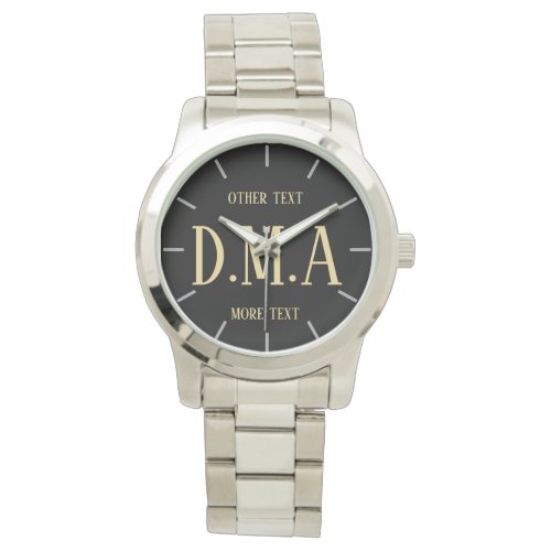 Man's Custom Watch, Add Initials and Text Wristwatch